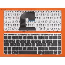 Клавіатура для HP EliteBook 8460P, SP, (чорна з сірою рамкою, без поінтстика, Аналог)