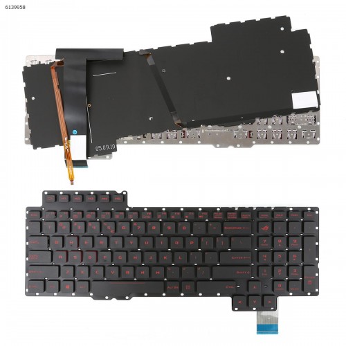 Клавиатура для ноутбука Asus Rog G752 G752VL G752VM G752VS G752VY G701VI series, US, (черная, с подсветкой, красный шрифт)