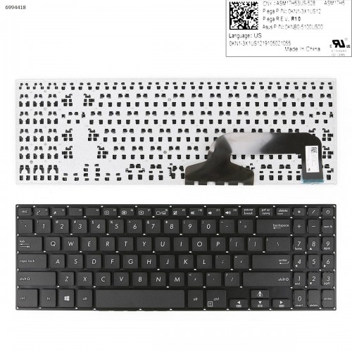 Клавіатура для Asus X507 X507UA X507UB X507UF series, US, (чорна, Original)