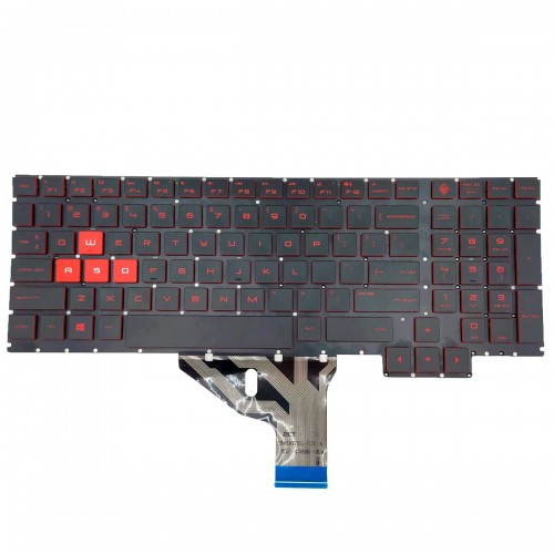 Клавіатура для HP Omen 15-CE 15T-CE series, US, (чорна, з підсвіткою, червоний шрифт, Original)
