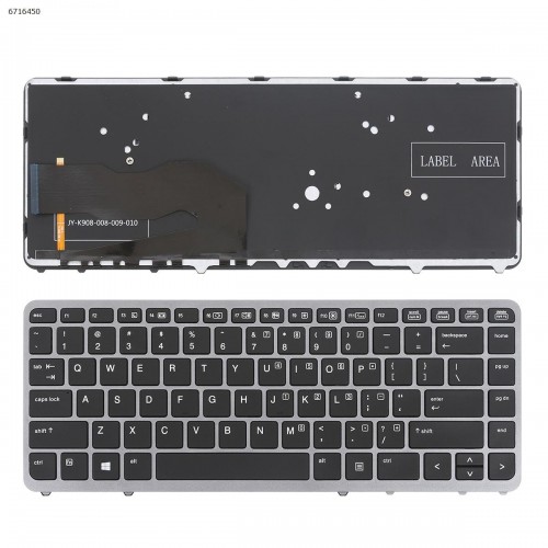 Клавиатура для ноутбука HP EliteBook 740 745 750 755 840 850 G1 G2, US, (Black/Gray, Backlit, Аналог)