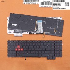 Клавиатура для HP Omen 17-AN 17T-AN series, US, (черная, с подсветкой, красный шрифт, Original)