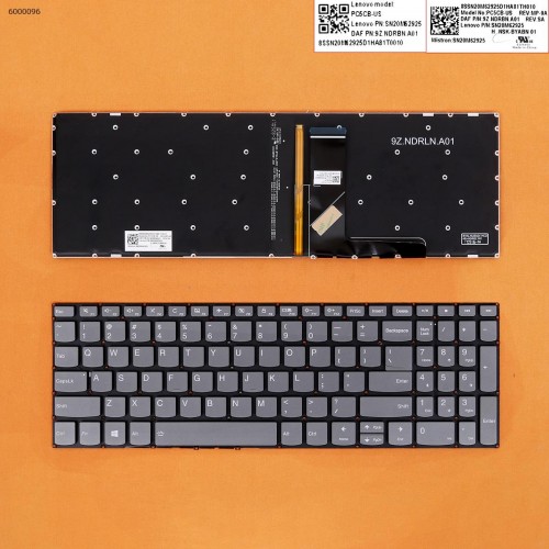 Клавиатура для ноутбука Lenovo IdeaPad 330S-15IKB 330S-15AST V130-15IKB V130-15IGM V330-15IKB V330-15ISK, US, (серая, с подсветкой)