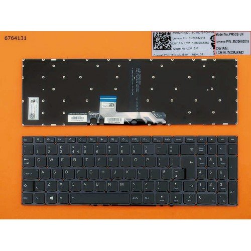 Клавиатура для ноутбука Lenovo Ideapad/yoga 310S-15 510S-15, 510S-15IKB 510S-15ISK 310S-15ISK 310S-15IKB, UK, (черная, с подсветкой, Original)