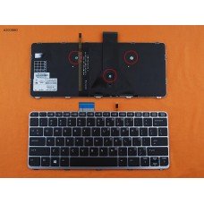 Клавіатура для HP Elitebook Folio 1020 G1 G2, US, (Black/Gray, з підсвіткою, Original)