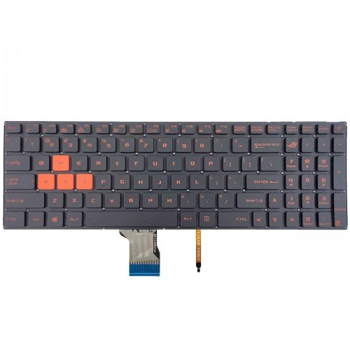 Клавіатура для Asus GL502VM GL502VS GL502VT GL502VY GL702VS GL702V, US, (чорна, червона підсвітка, червоний шрифт)