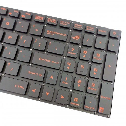 Клавіатура для Asus GL502VM GL502VS GL502VT GL502VY GL702VS GL702V, US, (чорна, червона підсвітка, червоний шрифт)