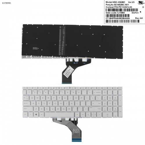 Клавіатура для HP Pavilion 15-DA 15-DB 15-DX 15-DR 15-DW 15-CX 15-CS, 250 255 G7, US, (бело-сіра, з підсвіткою, Original)