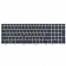 Клавіатура для HP Elitebook 850 G5 G6 755 G5, ZBook 15u G5 G6, US/RU/UA, (чорна, сіра рамка, підсвічування, трекпоінт)
