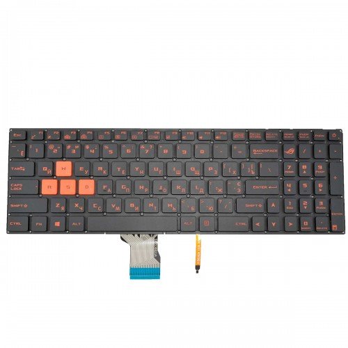 Клавіатура для Asus GL502VM GL502VS GL502VT GL502VY GL702VS GL702V, UA, (чорна, червона підсвітка, червоний шрифт)