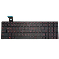 Клавиатура для Asus G552V G552VW G552VX FZ50JX GL752VW, RU, (черная, с подсветкой, красный шрифт, Original)