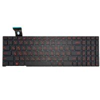 Клавиатура для Asus G552V G552VW G552VX FZ50JX GL752VW, RU, (черная, с подсветкой, красный шрифт, Original)