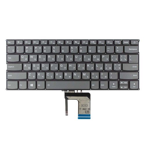 Клавіатура для ноутбука Lenovo IdeaPad 320S-13IKB Type 81AK, RU/UA, (сіра, з підсвіткою, Original)