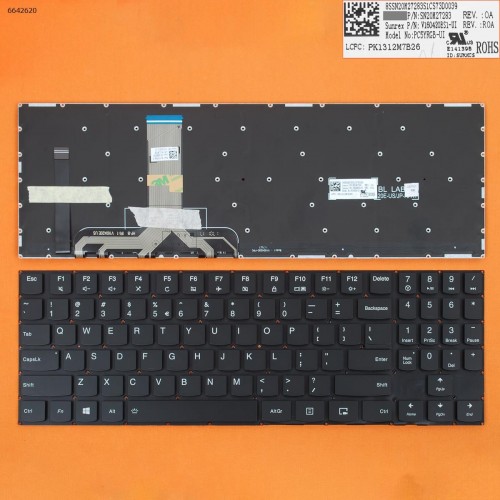Клавіатура для Lenovo Legion Y520 Y520-15IKB Y720-15IKB R720 R720-15IKB, US, (кольорова підсвітка, PK1312M7B26, V160420ES1, SN20M27283, PC5YRGB-UI, Original)