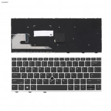 Клавиатура для HP EliteBook 735 830 836 G5 G6, US, (Black, Gray frame, Pointstick, Original)