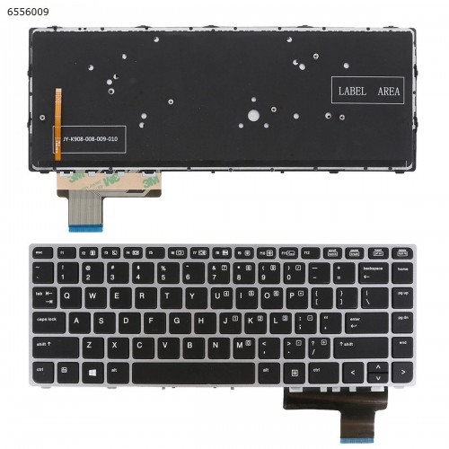 Клавіатура для HP EliteBook Folio 9470m 9480m, US, (з підсвіткою, чорна з сірою рамкою, без поінтстика, Аналог)