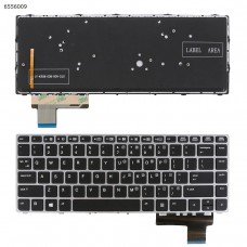 Клавіатура для HP EliteBook Folio 9470m 9480m, US, (з підсвіткою, чорна з сірою рамкою, без поінтстика, Аналог)
