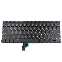 Клавиатура для Apple Macbook Pro A1502, RU, (горизонтальный ENTER, черная, под подсветку)