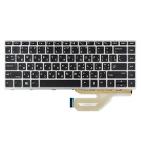 Клавиатура для HP Probook 430 G5 440 G5 445 G5, RU/UA, (черная, серебристая рамка, с подсветкой, 6037B0134301, L00735-251, SG-87710-3EA, X8B, SN6165BL)
