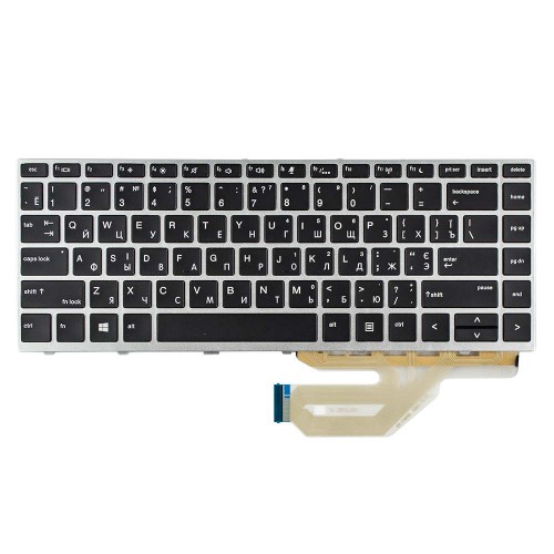 Клавиатура для ноутбука HP Probook 430 G5 440 G5 445 G5, RU/UA, (черная, серебристая рамка, с подсветкой, 6037B0134301, L00735-251, SG-87710-3EA, X8B, SN6165BL)