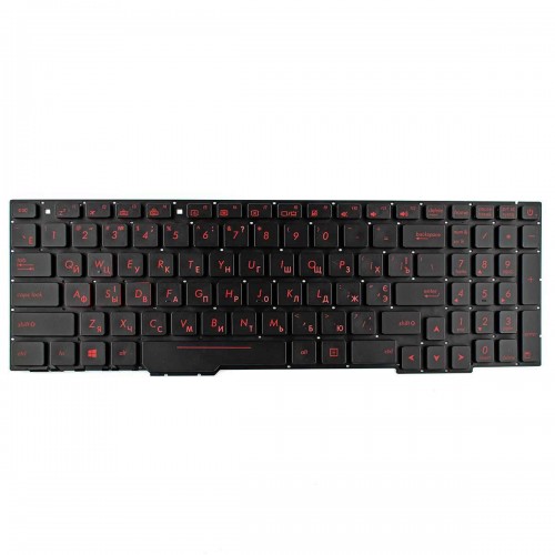 Клавиатура для ноутбука Asus ROG gl553 fx753 fx553 zx553, RU/UA, (черная, красный шрифт)