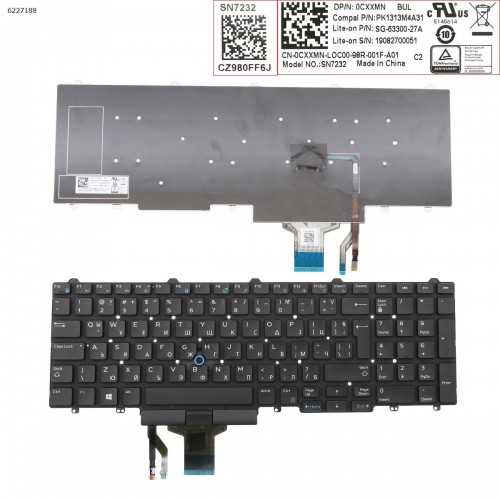 Клавиатура для ноутбука Dell Latitude E5550 E5570 E5580 E5590, Precision 3510 3520 3530, UK/болгария, (с поинтстиком, Original)