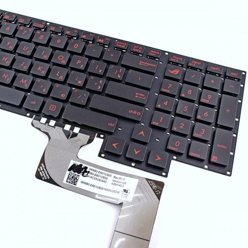 Клавиатура для ноутбука Asus G751J G751JL G751JM G751JT G751JY series, RU/UA, (черная, красный шрифт)