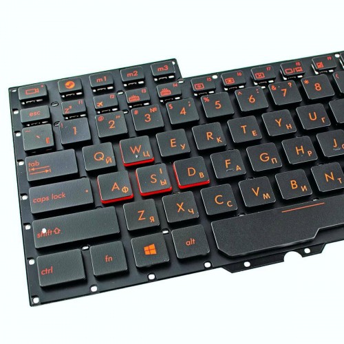 Клавиатура для ноутбука Asus G751J G751JL G751JM G751JT G751JY series, RU/UA, (черная, красный шрифт)
