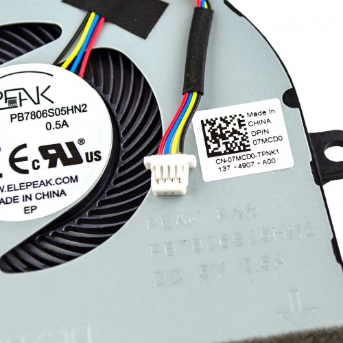 Вентилятор для ноутбука Dell Inspiron 15 5570 5575 5593 3583 3584 3585 P75F, (07MCD0, DC28000K7F0, DFS531005MC0T FK39, версія 2, Original)
