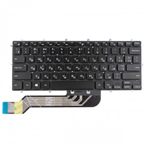 Клавіатура для Dell Inspiron Gaming 14-7466, Latitude 3390, Vostro 5370, RU, (чорна, з підсвіткою, 0M9DMK, NSK-EB0SC 0R, PK131Q12B01)