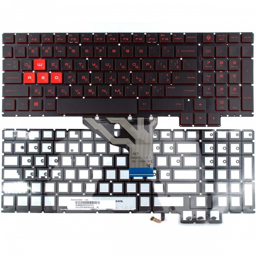 Клавіатура для ноутбука HP Omen 15-CE 15T-CE series, RU/UA, (Black/Red, Backlit, Original)