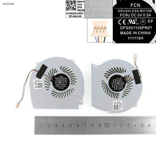 Вентилятор кулер для ноутбука Dell Inspiron 15 7566 7567 7000, (пара CPU + GPU Fan, 0147DX, DFS2000054H0T, 0NWW0W, DFS541105FC0T, DC28000IMF0, DC28000IOF0, Аналог)