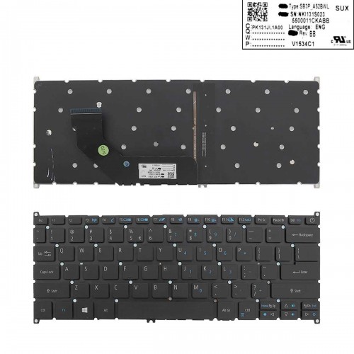 Клавиатура для ноутбука Acer Swift 3 SF314-41 SF514-51 SF314-52G SF314-53 SF314-55G, US, Black, (версия 1, с подсветкой, Original)