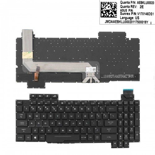 Клавиатура для ноутбука Asus GL503V GL503VD GL503VS GL503VM GL503GE, US, (черная, цветная подсветка, V170146DS1, AEBKLU00020)