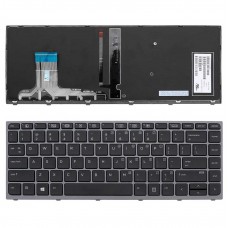 Клавиатура для HP Zbook Studio g3, US, (черная, серая рамка, с подсветкой)