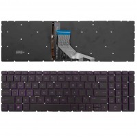 Клавиатура для HP Pavilion 15-DA 15-DB 15-DX 15-DR 15-DW 15-CX 15-CS, 250 255 G7, US, (черная, с подсветкой, фиолетовый шрифт)