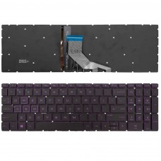 Клавиатура для HP Pavilion 15-DA 15-DB 15-DX 15-DR 15-DW 15-CX 15-CS, 250 255 G7, US, (черная, с подсветкой, фиолетовый шрифт)