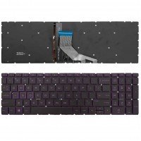 Клавиатура для HP Pavilion 15-DA 15-DB 15-DX 15-DR 15-DW 15-CX 15-CS, 250 255 G7, US, (черная, с подсветкой, фиолетовый шрифт)