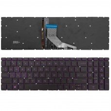 Клавіатура для HP Pavilion 15-DA 15-DB 15-DX 15-DR 15-DW 15-CX 15-CS, 250 255 G7, US, (чорна, з підсвіткою, фиолетовый шрифт)