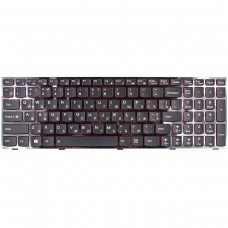 Клавіатура для Lenovo IdeaPad Y500 Y500N Y500NT Y510 Y510P Y590 Y590N, RU/UA, (чорна, красные торцы кнопок, з підсвіткою)