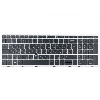 Клавиатура для HP Elitebook 850 G5 G6 755 G5, ZBook 15u G5 G6, UK/RU/UA, (черная, серая рамка, подсветка, трекпоинт, Original)