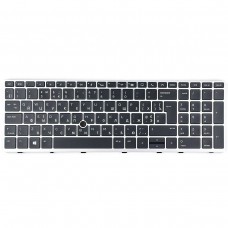 Клавиатура для HP Elitebook 850 G5 G6 755 G5, ZBook 15u G5 G6, UK/RU/UA, (черная, серая рамка, подсветка, трекпоинт, Original)