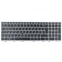 Клавиатура для HP Elitebook 850 G5 G6 755 G5, ZBook 15u G5 G6, UK/RU/UA, (черная, серая рамка, подсветка, трекпоинт, Original)