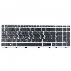 Клавіатура для HP Elitebook 850 G5 G6 755 G5, ZBook 15u G5 G6, UK/RU/UA, (чорна, сіра рамка, підсвічування, трекпоінт, Original)