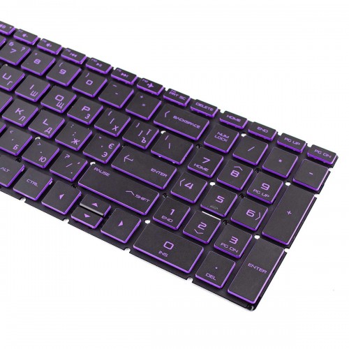 Клавиатура для ноутбука HP Pavilion 15-DA 15-DB 15-DX 15-DR 15-DW 15-CX 15-CS, 250 255 G7, RU/UA, Black/Violet, Backlit