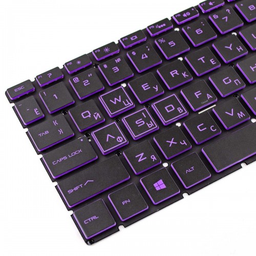 Клавіатура для ноутбука HP Pavilion 15-DA 15-DB 15-DX 15-DR 15-DW 15-CX 15-CS, 250 255 G7, RU/UA, Black/Violet, Backlit