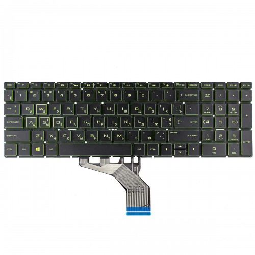 Клавиатура для ноутбука HP Pavilion 15-DA 15-DB 15-DX 15-DR 15-DW 15-CX 15-CS, 250 255 G7, RU/UA, Black/Green, Backlit