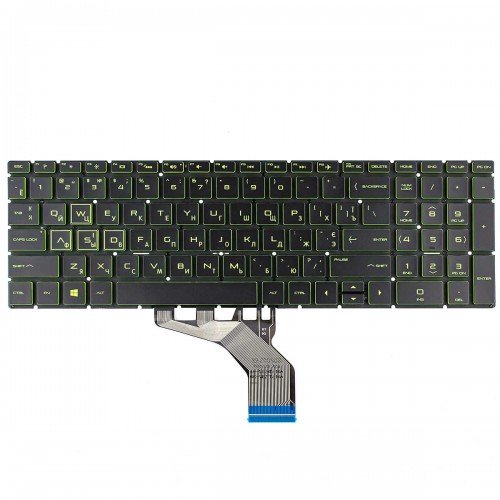 Клавіатура для ноутбука HP Pavilion 15-DA 15-DB 15-DX 15-DR 15-DW 15-CX 15-CS, 250 255 G7, RU/UA, Black/Green, Backlit