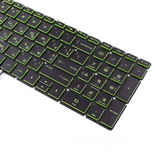 Клавіатура для ноутбука HP Pavilion 15-DA 15-DB 15-DX 15-DR 15-DW 15-CX 15-CS, 250 255 G7, RU/UA, Black/Green, Backlit