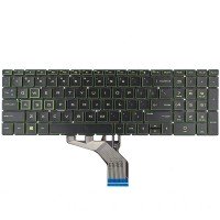 Клавиатура для HP Pavilion 15-DA 15-DB 15-DX 15-DR 15-DW 15-CX 15-CS, 250 255 G7, US, (черная, с подсветкой, зеленый шрифт)